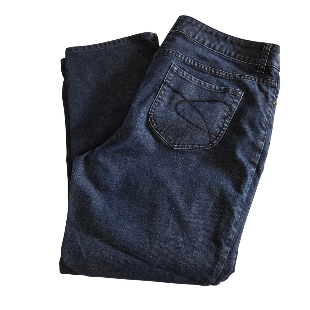 Chicos Platinum Denim Straight Leg‎ Jeans Dark Wash Women Size 16